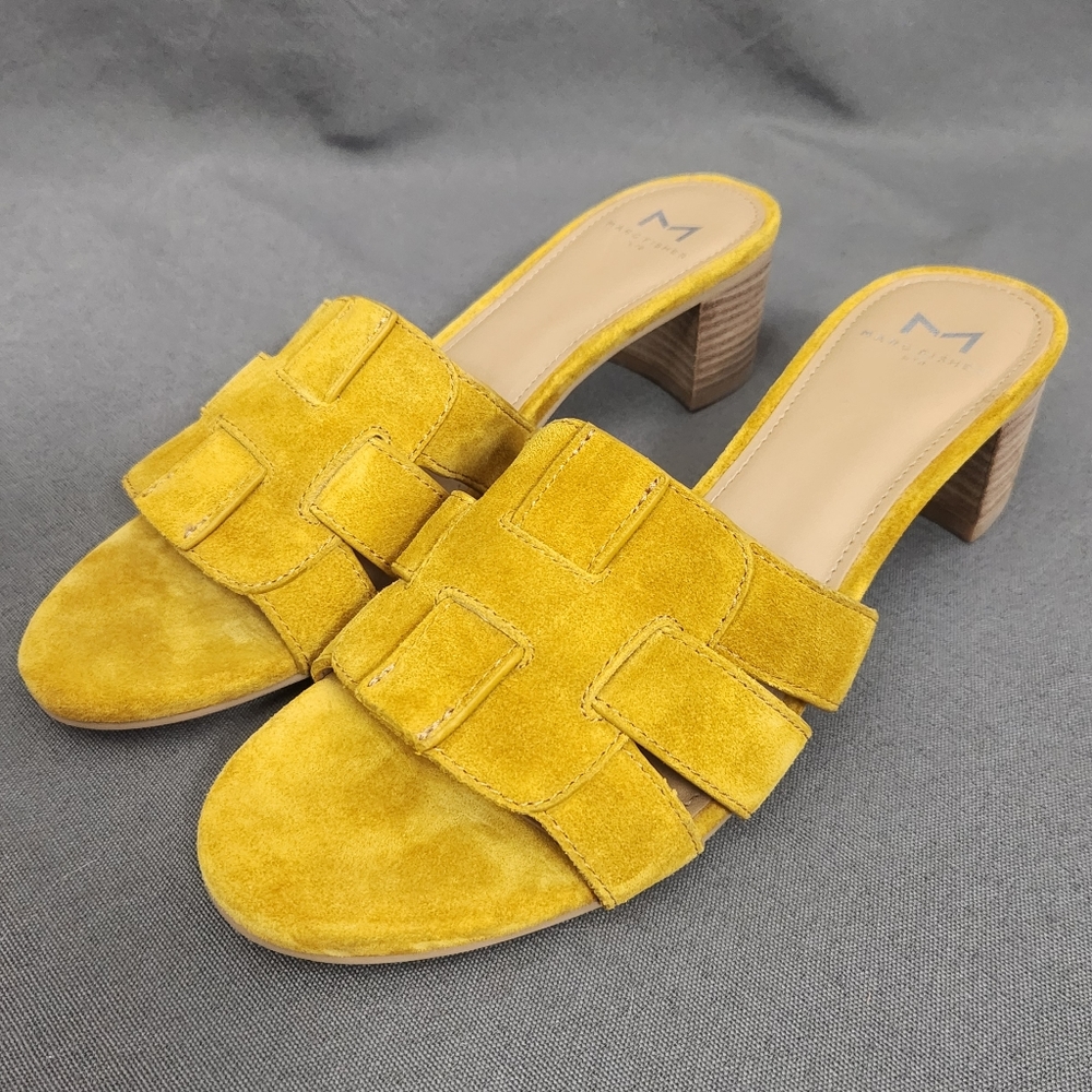 Marc Fisher LTD Debora Round Toe Women's Shoes/Heels Yellow Suede Size 8